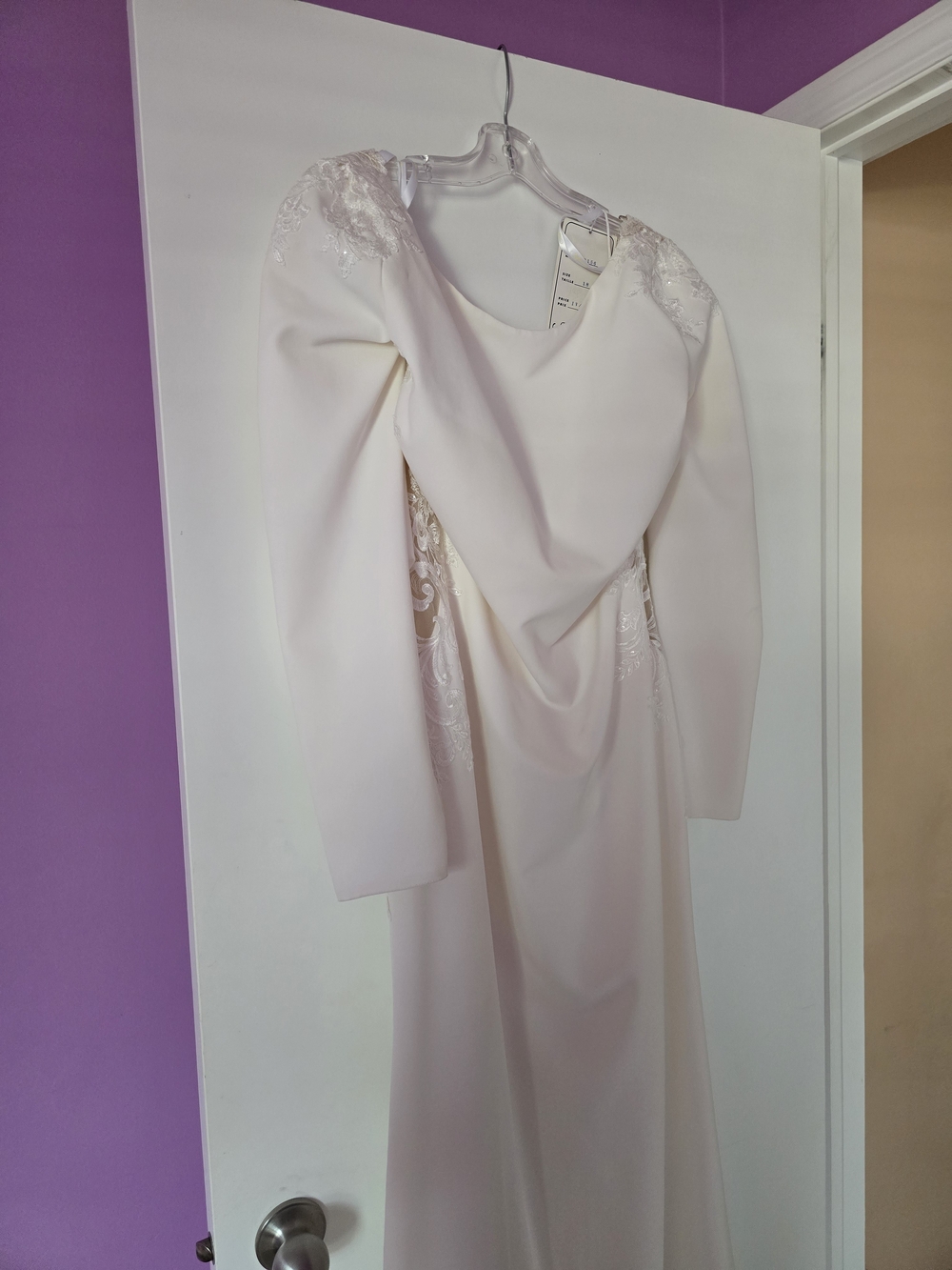 Madison Cream Long Sleeve Wedding Dress with Lace Insets